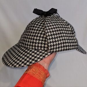 Vintage Swallow Grid Sherlock Holmes Detective Hat Size Large